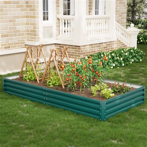 Metal Raised Garden Bed 8x4x1.5Ft Tall Outdoor 